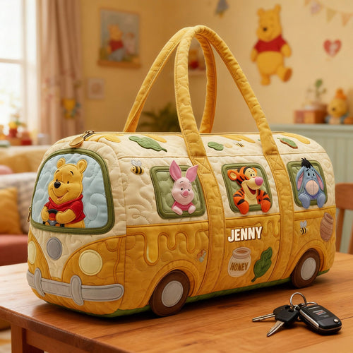 “Adventure Awaits: Perfect for Every Journey” - Personalized Quilted Duffle Bag - Gift for Fans of Winnie the Pooh Quilted Duffle Bag PopCulturePrints