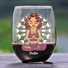 Load image into Gallery viewer, Yoga Class? Pour A Glass - Personalized Stemless Wine Glass Wine Glass PopCulturePrints

