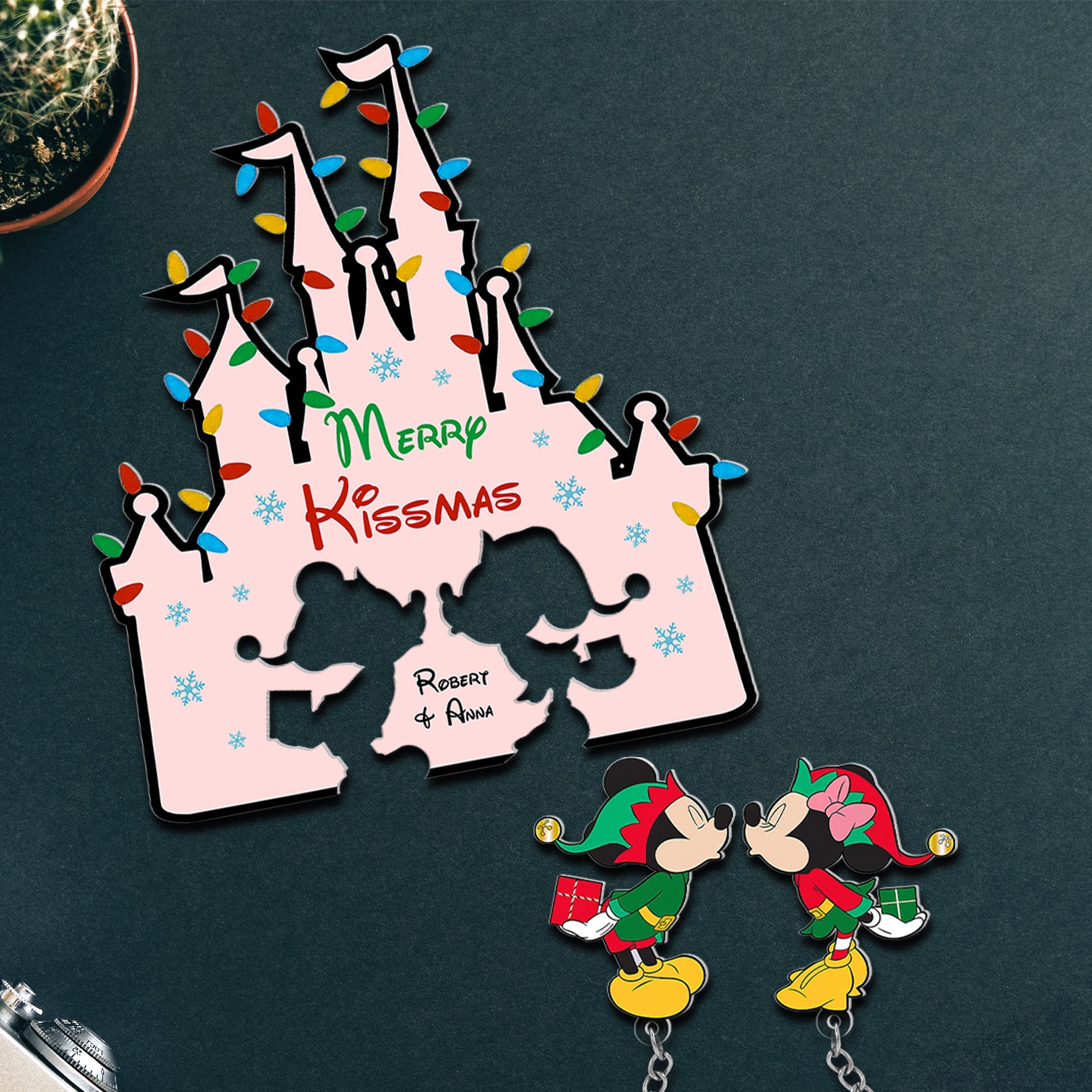 Personalized Merry Kissmas Key Holder for Couples - Unique Christmas and Valentine's Day Gifts Key Holder PopCulturePrints