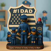 Load image into Gallery viewer, &quot;Celebrating Everyday Heroes: Personalized Police Dad Plaque - Custom Gift for Dad, Grandpa, and Any Father Figure&quot; Shaped Plaques PopCulturePrints

