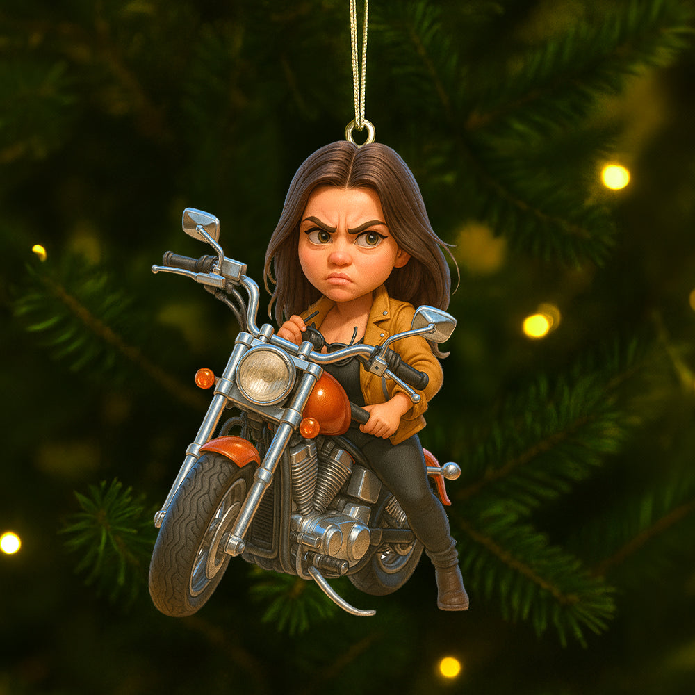 “Ride with Joy!” - Customizable Caricature Art Acrylic Ornament for Bikers - Perfect Gift for Motorcycle Enthusiasts Ornament PopCulturePrints