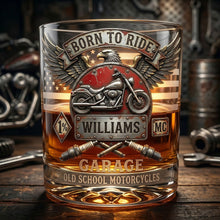 Load image into Gallery viewer, Born To Ride - Personalized 11oz Round Glass for Bikers Glass PopCulturePrints
