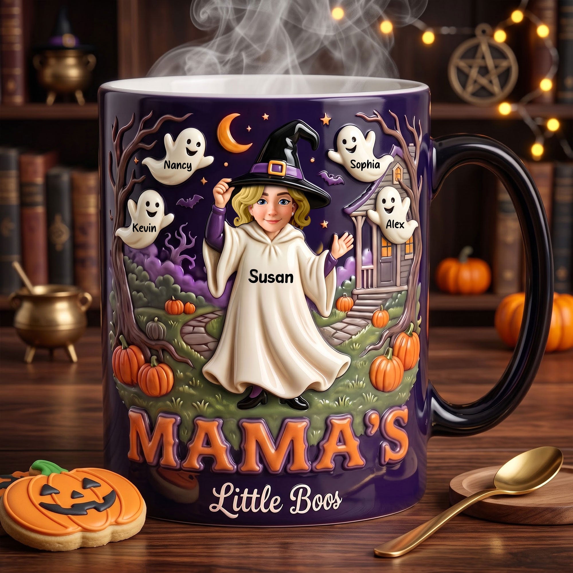"Spook-tacular Moments Await!" - Personalized Halloween Magic Mug for Grandma & Kids Coffee Mug PopCulturePrints