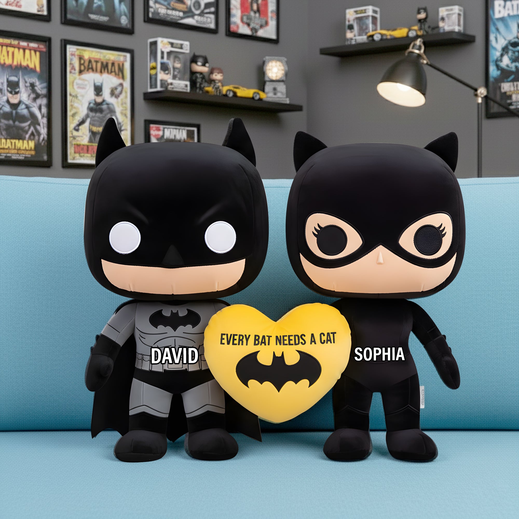 "Every Bat Needs a Cat" - Unique Shadow Couples Shaped Pillow - Personalized Gift for Couples and Loved Ones Pillow PopCulturePrints