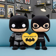 Load image into Gallery viewer, "Every Bat Needs a Cat" - Unique Shadow Couples Shaped Pillow - Personalized Gift for Couples and Loved Ones Pillow PopCulturePrints
