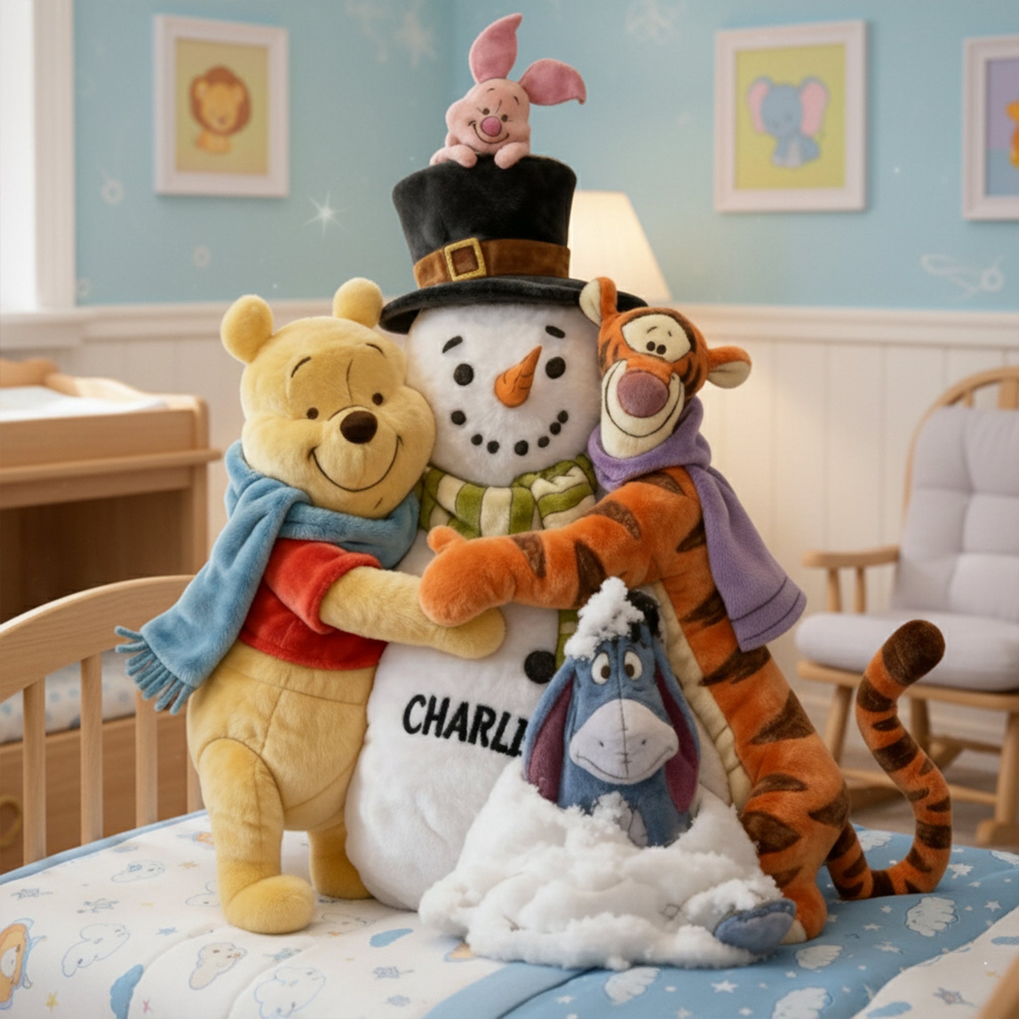 ‘Hug me tight this winter!’ - Beloved Snowman Shaped Pillow - Personalized Custom Gift for Kids & Cuteness Lovers Pillow PopCulturePrints