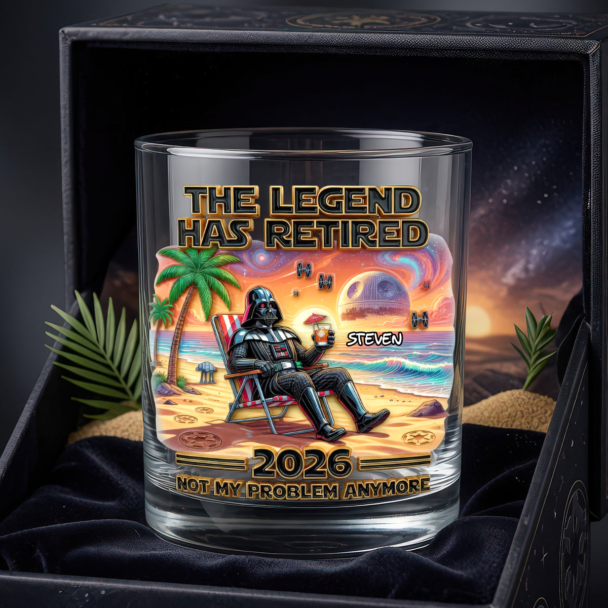 The Legend Has Retired - Personalized Round Glass for Star Wars Fans Glass PopCulturePrints