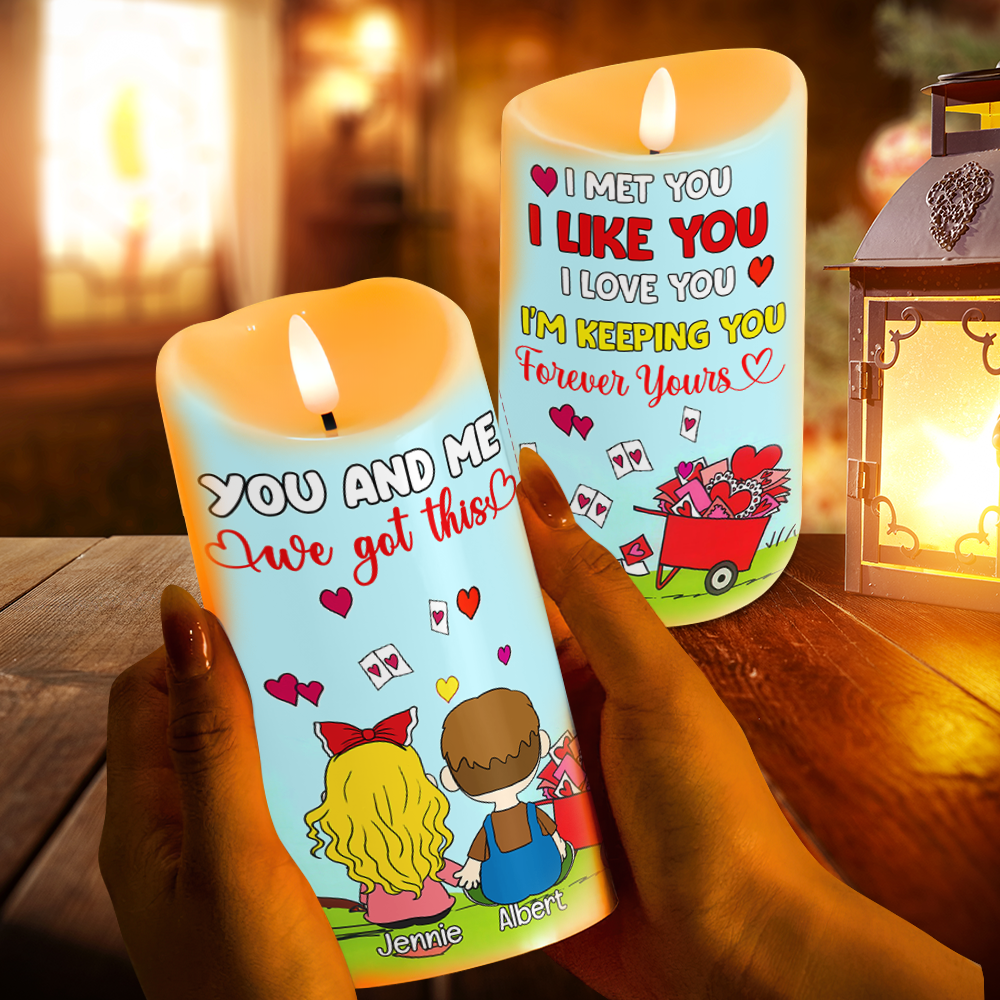 Personalized LED Candle for Couples - Unique Romantic Valentine's Day Gifts Led Candle PopCulturePrints