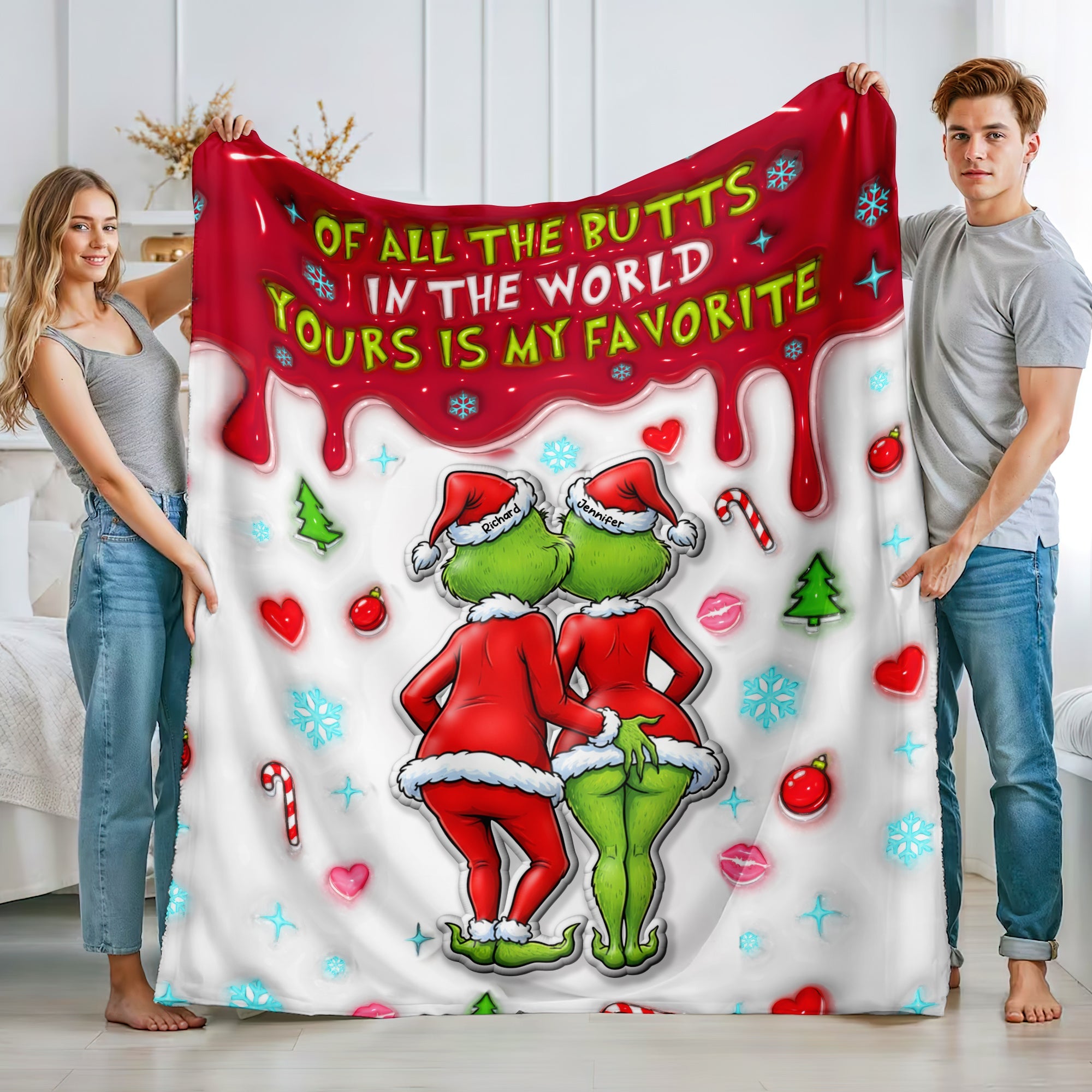 Naughty Green Monster Couple Blanket - Personalized Gifts for Fun-Loving Couples Blanket PopCulturePrints