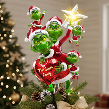 Load image into Gallery viewer, "Celebrate Your Family This Christmas!" - Personalized Green Monster Family Tree Topper - Custom Gifts for Everyone Ornament PopCulturePrints
