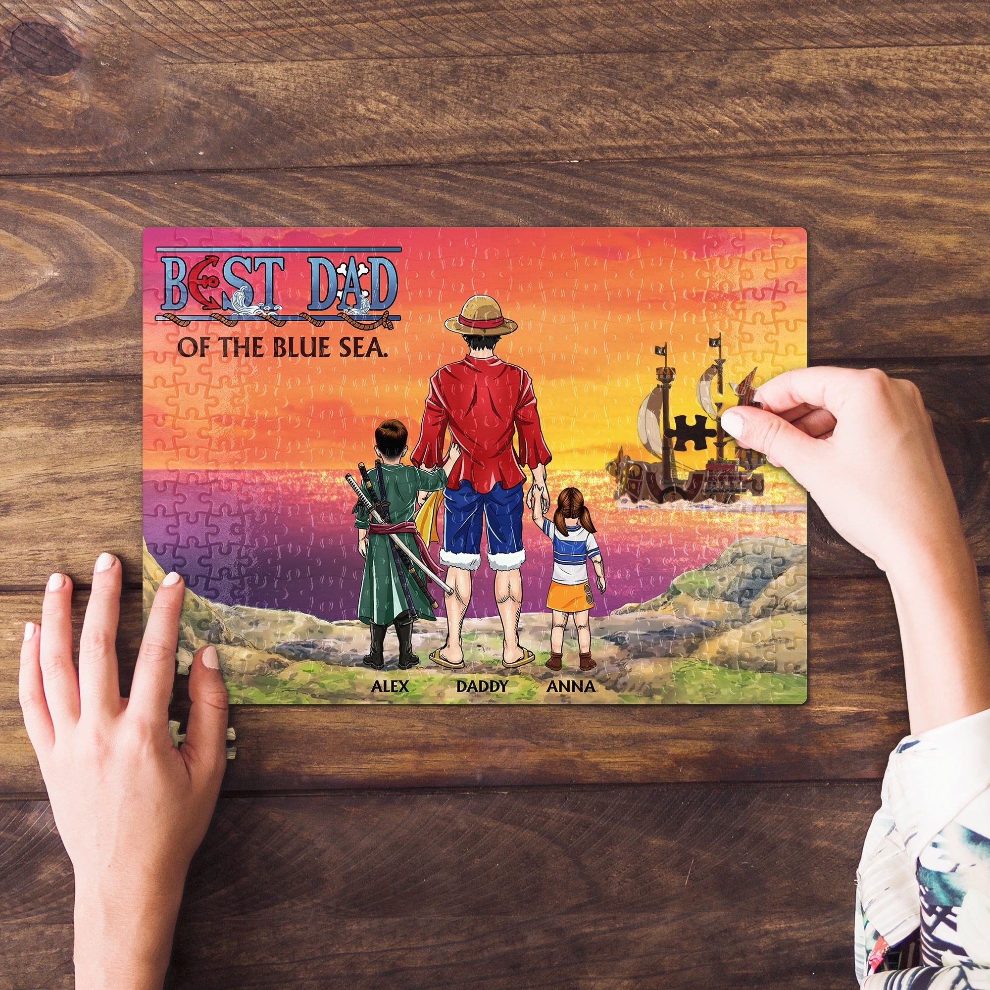 Personalized Best Dad of the Blue Sea Jigsaw Puzzle