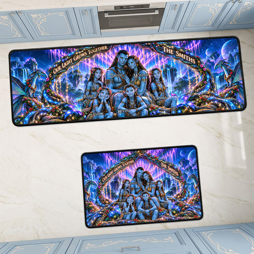 Our Light Grows Together - Personalized Family Runner Rug Doormat PopCulturePrints