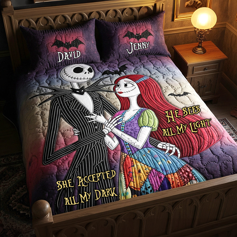 From Our First Kiss Till Our Last Breath - Enthusiastic Halloween Couple Quilt Bed Set, Personalized Gifts for Couples Bedding Set PopCulturePrints