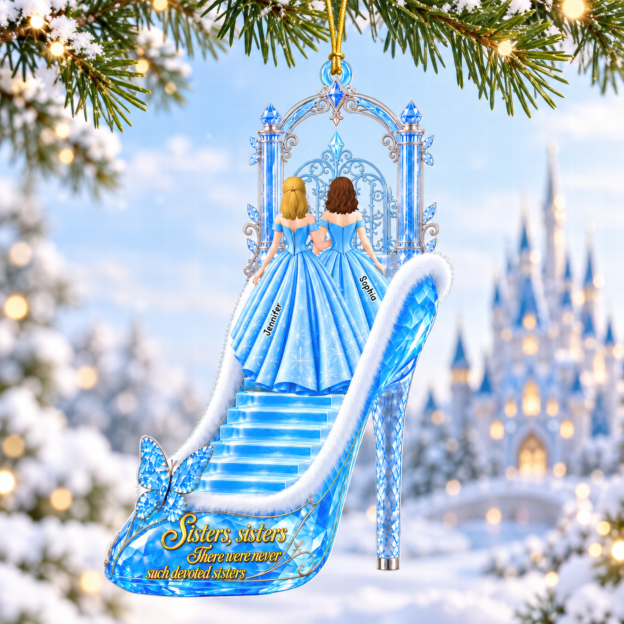 "Sisters, sisters, there were never such devoted sisters" - Enchanted Princess Heels Ornament - Personalized Christmas Gift for Sisters Ornament PopCulturePrints