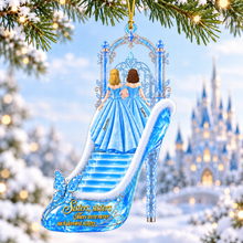 Load image into Gallery viewer, "Sisters, sisters, there were never such devoted sisters" - Enchanted Princess Heels Ornament - Personalized Christmas Gift for Sisters Ornament PopCulturePrints
