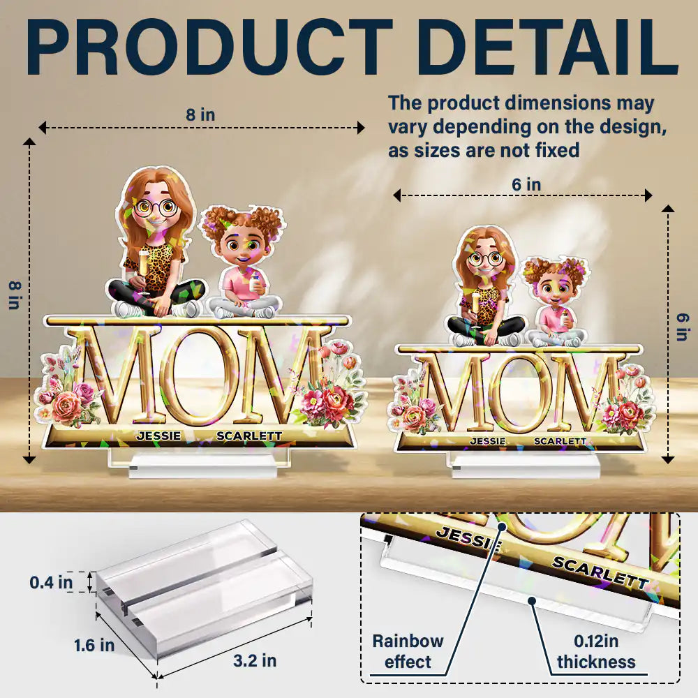 Celebrate Mom with Love - Personalized Holographic Acrylic Plaque | Unique Gift for Moms and Grandmas Holographic Acrylic Plaque PopCulturePrints
