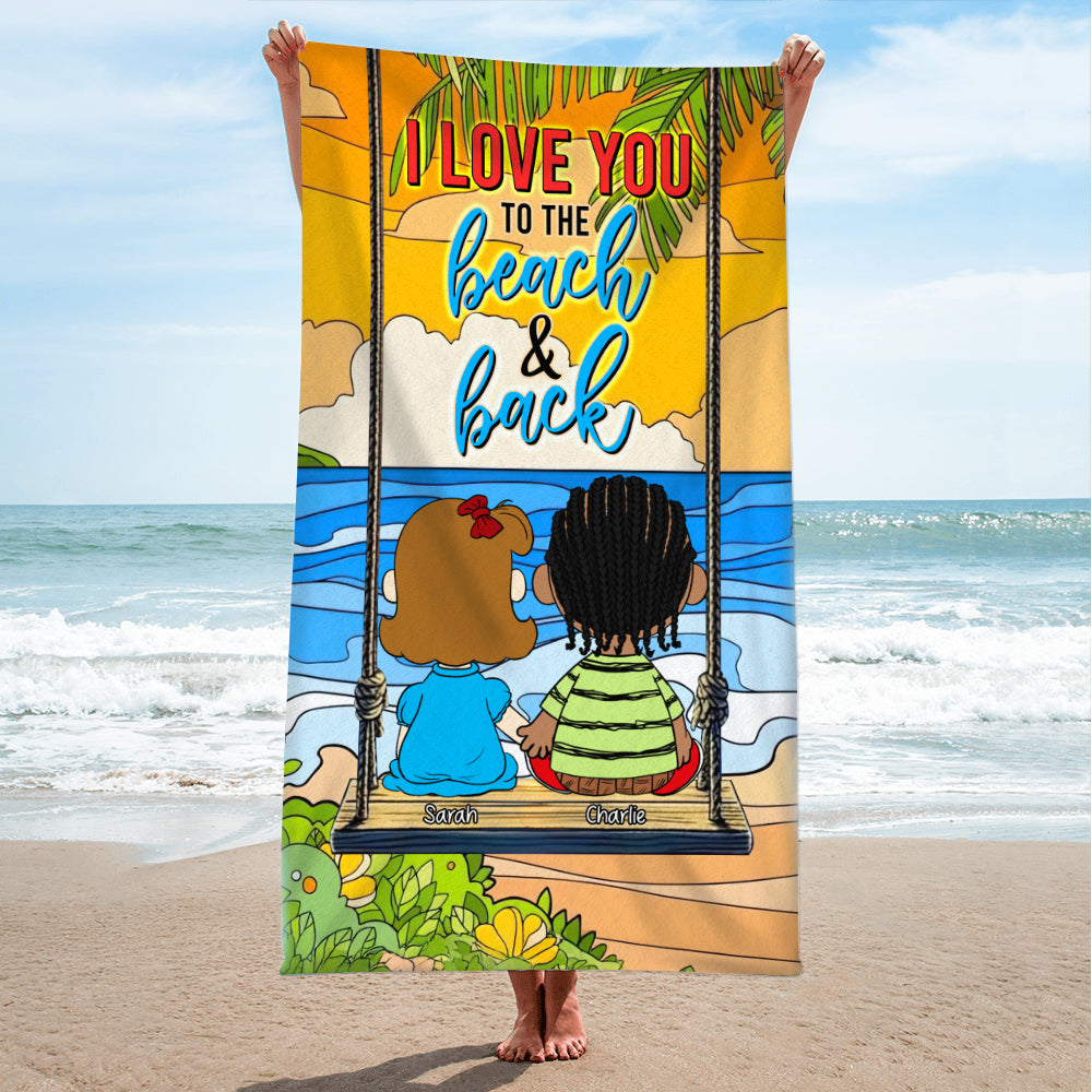 Personalized Beach Towel for Couples - Love You to the Beach & Back Beach Towel PopCulturePrints