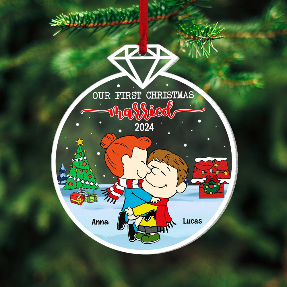 Personalized 'First Christmas Married' Couple Ornament 2024