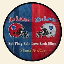 Load image into Gallery viewer, He Loves, She Loves - Quilted Round Mat - Personalized Gifts for Couples Doormat PopCulturePrints
