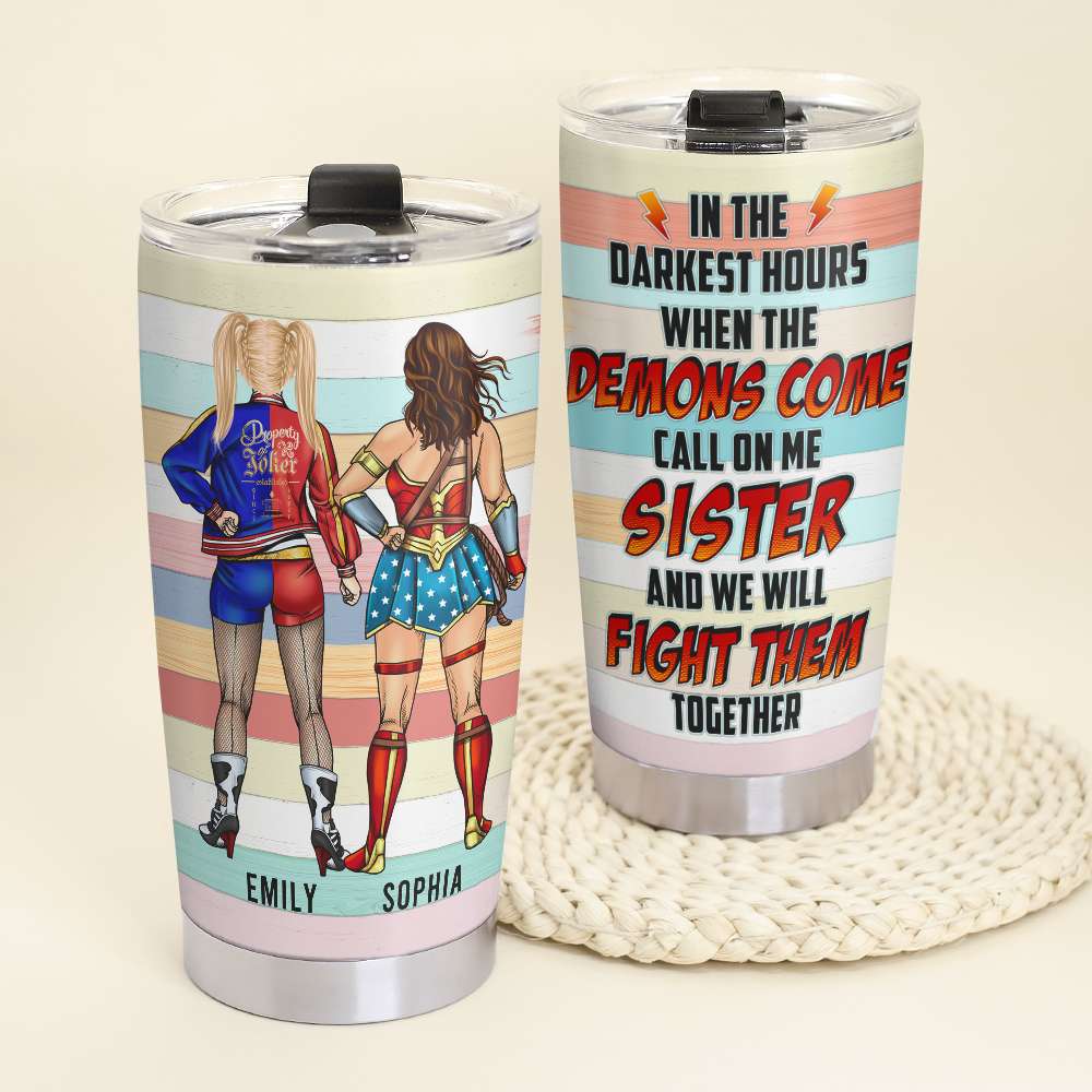 Personalized Sisterhood Tumbler - Fight Together Design