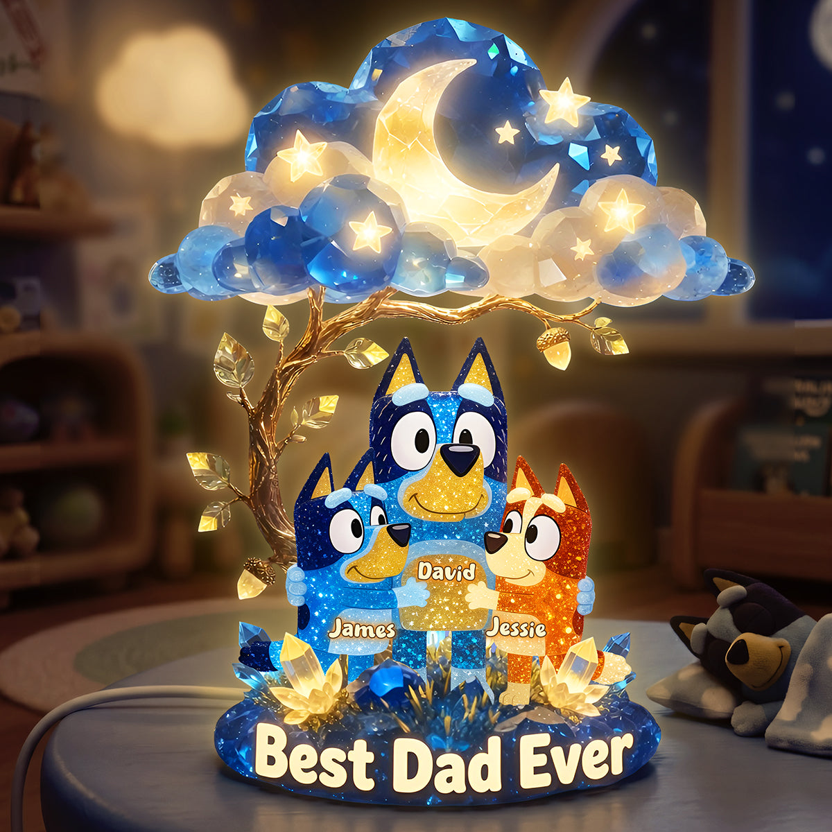 “Best Dad Ever” - The Azure Heeler Dad Acrylic Light Box - Personalized Gift for Dad, Grandpa, or Any Special Father Light Box PopCulturePrints
