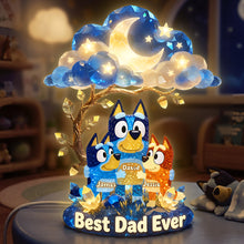 Load image into Gallery viewer, “Best Dad Ever” - The Azure Heeler Dad Acrylic Light Box - Personalized Gift for Dad, Grandpa, or Any Special Father Light Box PopCulturePrints
