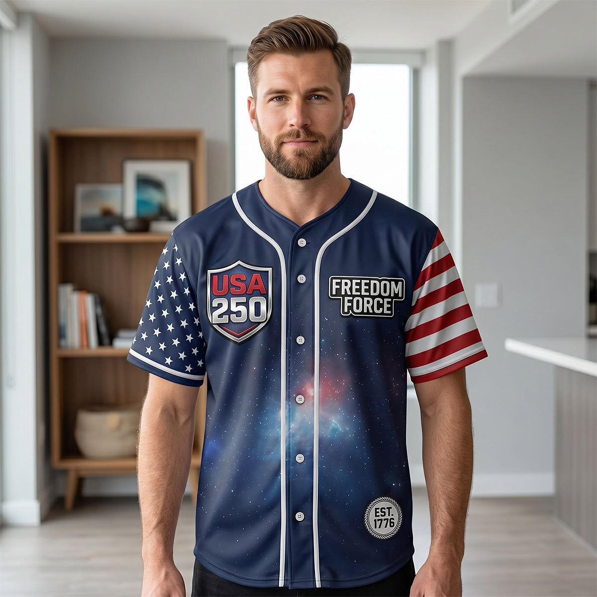 May Freedom Be With You - Custom 250th Anniversary Jersey Shirt for Patriots