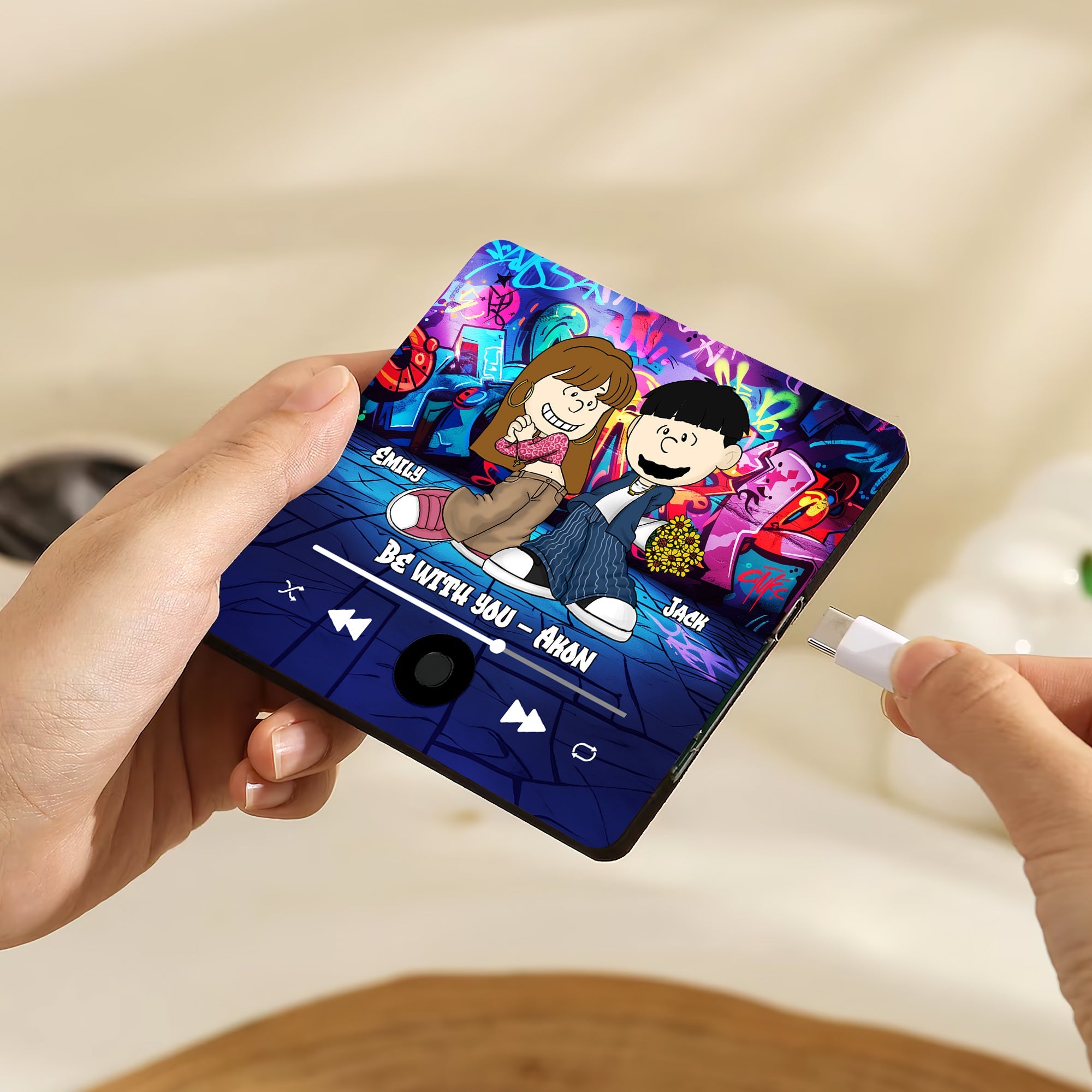 Personalized Cartoon Couple Fridge Magnet - Custom Music & Photo Gift Fridge Magnet PopCulturePrints