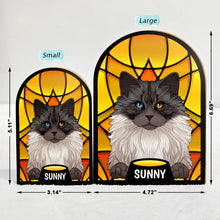 Load image into Gallery viewer, &quot;Embrace the Pawsitive Vibes&quot; - Personalized Stained Glass Cat &amp; Dog Wood Book Ends - Unique Gifts for Pet Lovers Wood Book Ends PopCulturePrints
