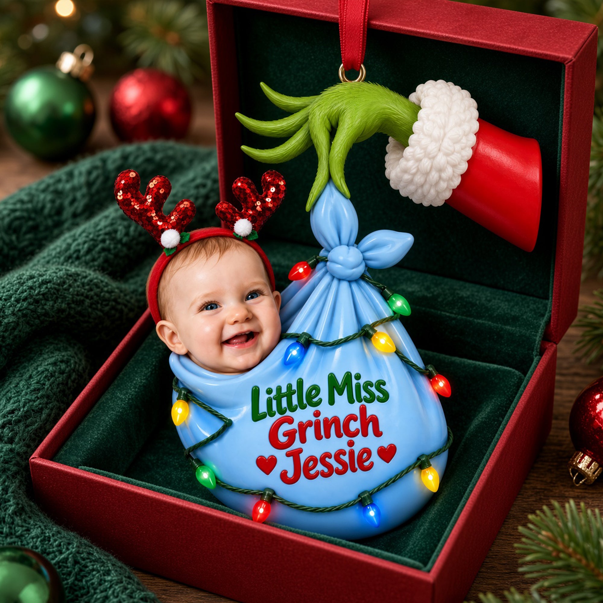 Wrapped in Holiday Cheer Ornament - Personalized Custom Photo Gift For Kids 05HULU141026 Ornament PopCulturePrints