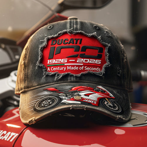 100th Anniversary Of Riding Classic Cap - Personalized Gift for Ducati Enthusiasts Caps PopCulturePrints