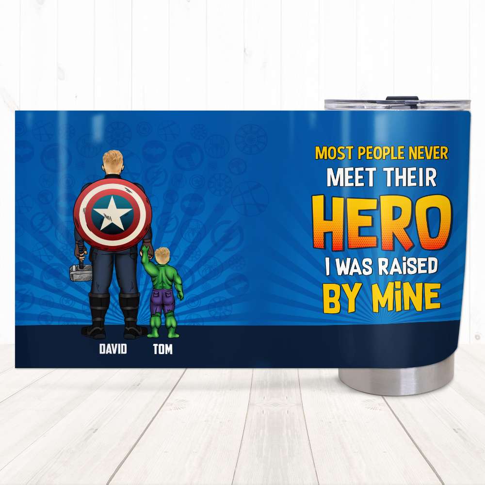 Personalized Hero Dad Tumbler - Custom Names & Design Tumbler Cup PopCulturePrints