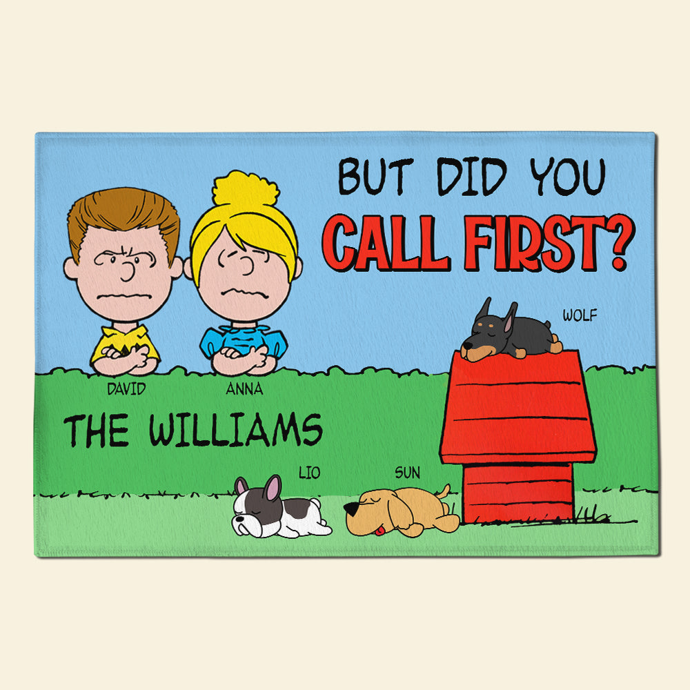 Personalized Dog Lover Couple Doormat - Call First Design