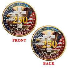 Load image into Gallery viewer, "Celebrate 250 Years with Honor" - USA 250th Anniversary Printed Metal Coin - Personalized Gift for Patriots Coin PopCulturePrints
