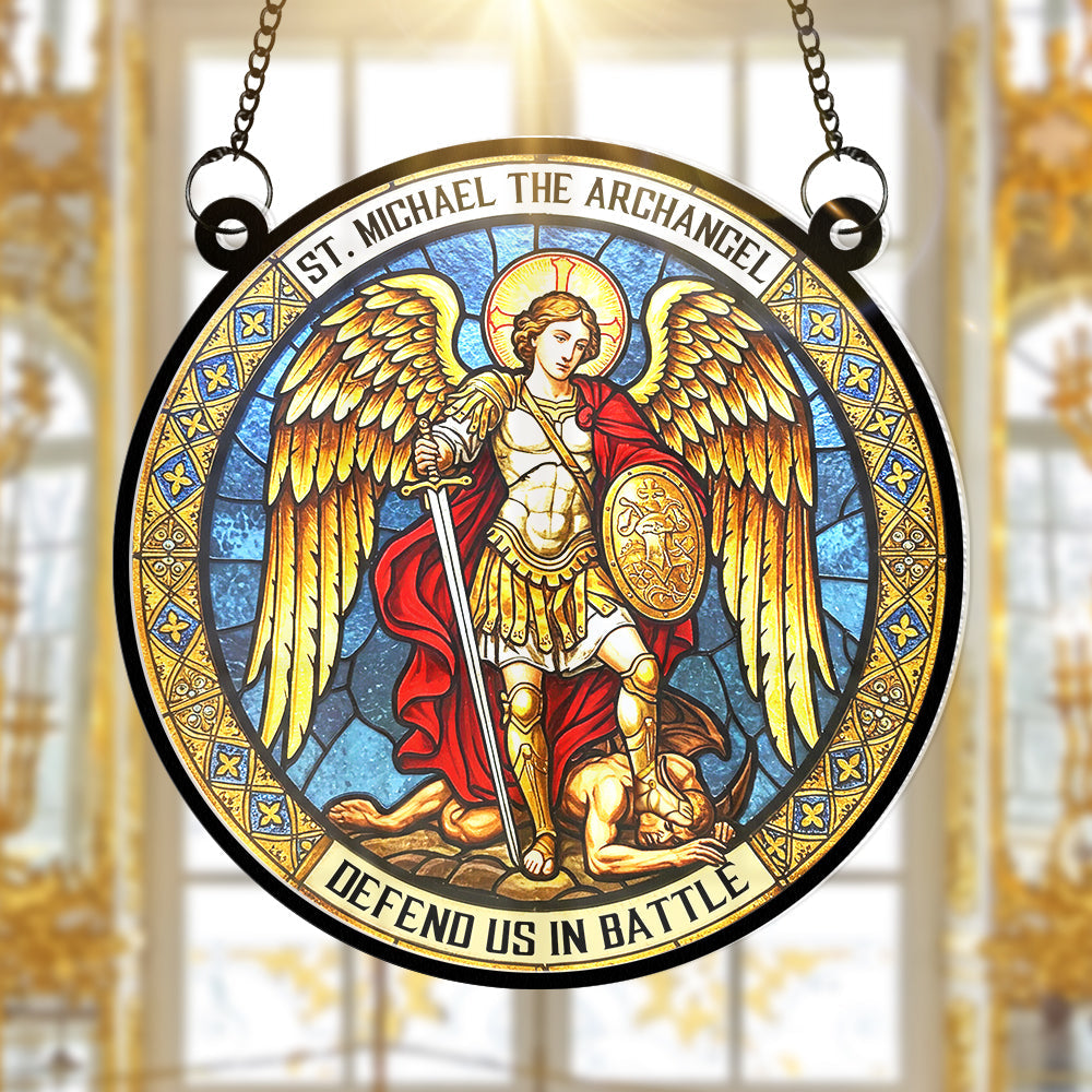 “Light My Way – St. Michael The Archangel Suncatcher Ornament” - Personalized Gift for Catholics Ornament PopCulturePrints