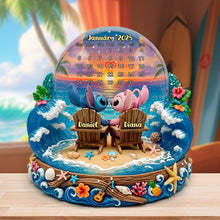 Load image into Gallery viewer, ‘Together at the Beach’ - Cartoon Beach Couple Acrylic Plaque - Personalized Gift for Couples, Friends, and Loved Ones Shaped Plaques PopCulturePrints
