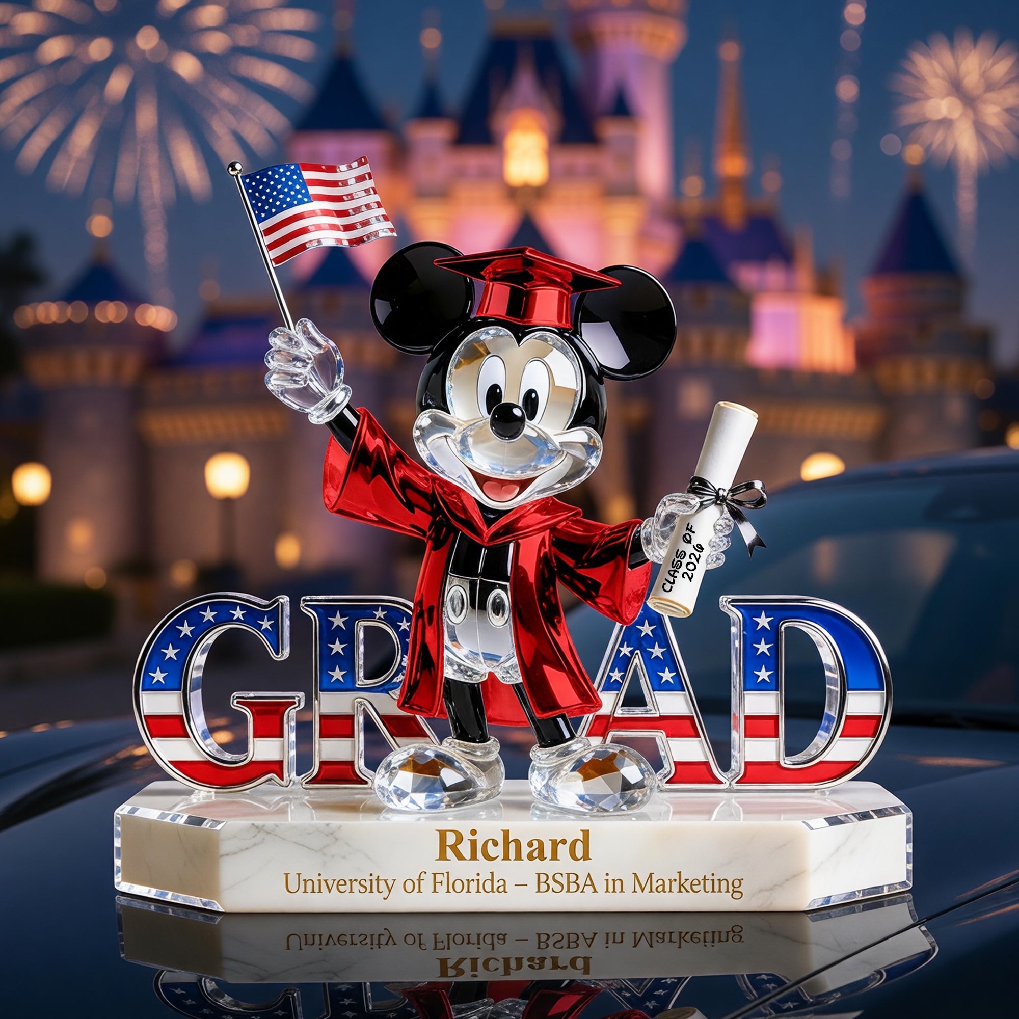 "Celebrate Success with a Touch of Patriotism!" - Personalized Patriotic Graduate Acrylic Plaque - Custom Gift for Graduates Shaped Plaques PopCulturePrints