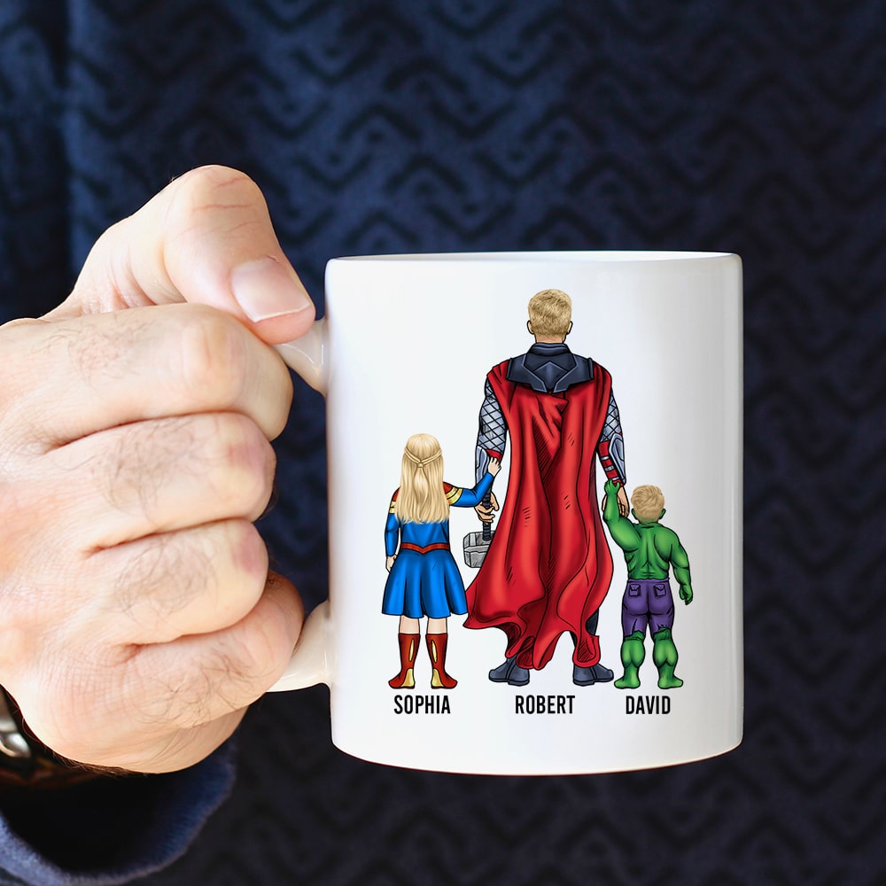 Personalized Superhero Dad Coffee Mug - The Man, The Hero, The Legend Coffee Mug PopCulturePrints
