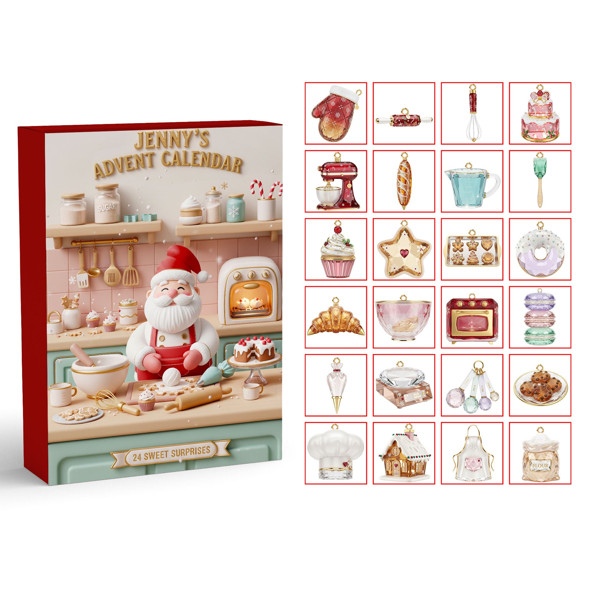 “Bake Your Way to Christmas Joy” - Personalized Custom Acrylic Advent Calendar - Gift for Bakers, Friends, and Family Advent Calendar PopCulturePrints