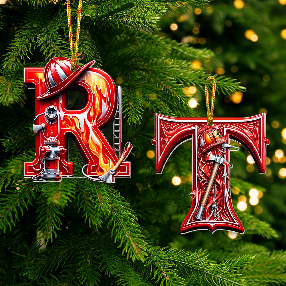 Firefighter Alphabet Christmas Ornament - Personalized Gift Ornament PopCulturePrints