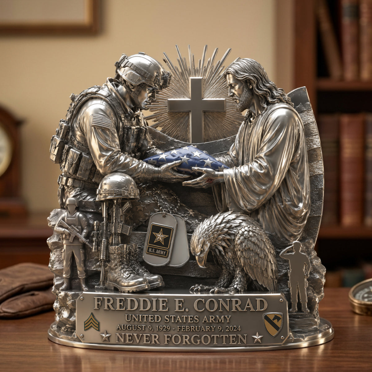 God Bless Our Veteran Plaque - A Personalized Keepsake to Honor Your Loved One