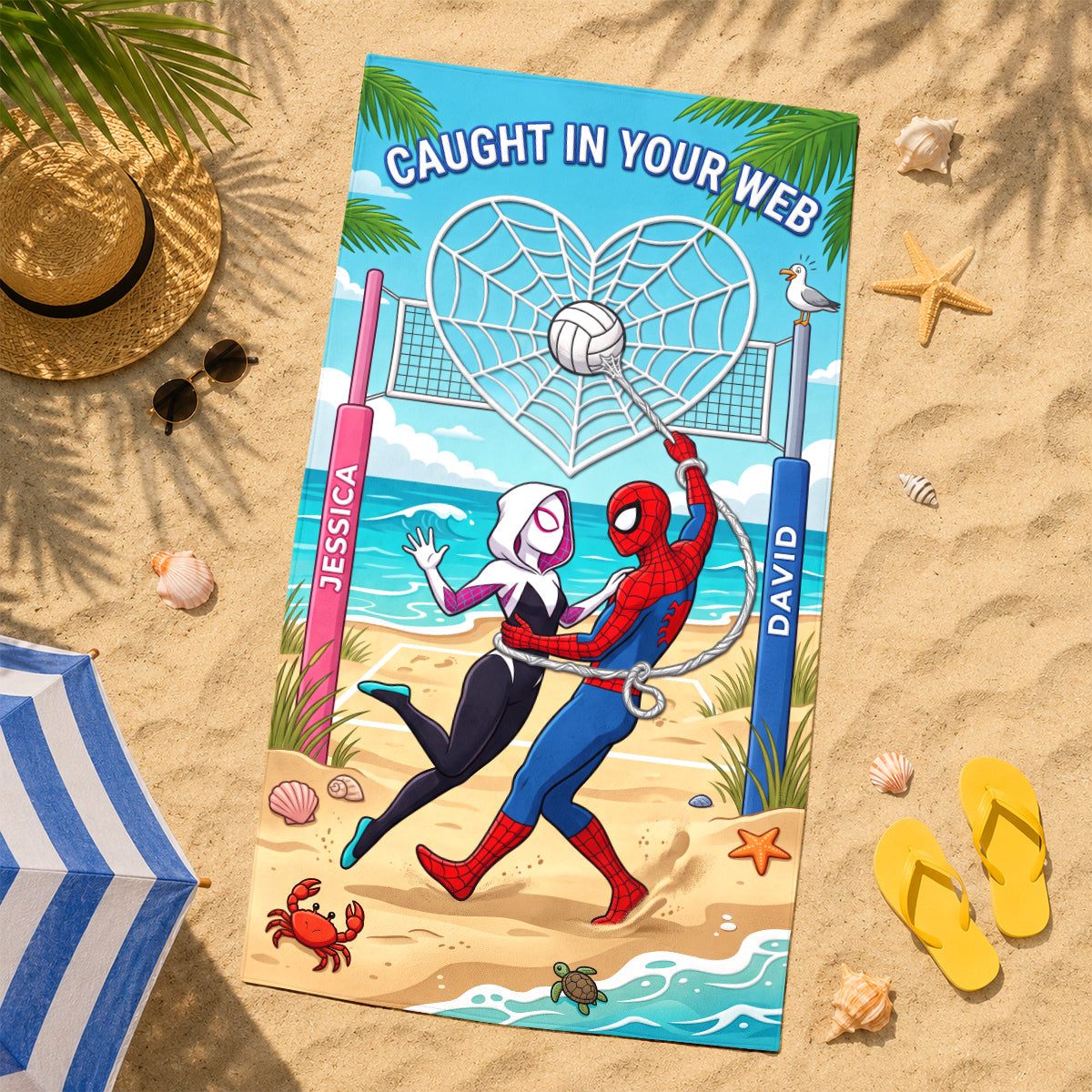 Caught My Heart Beach Towel - Personalizable Gifts for Couples