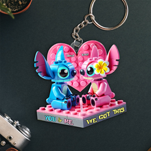 Load image into Gallery viewer, You &amp; Me, We Got This - Personalized Couple Keychain for Alien Fans Keychains PopCulturePrints
