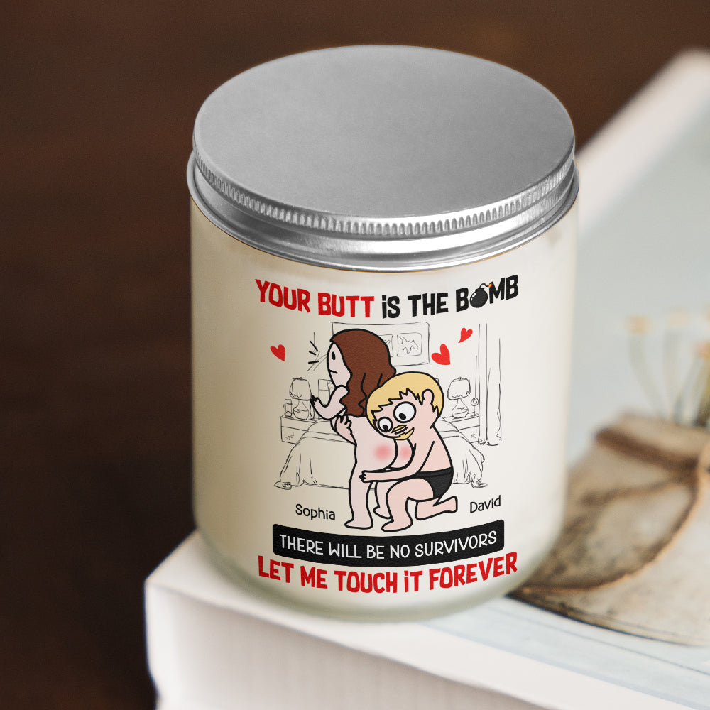 Personalized Romantic Scented Candle for Couples - Funny Touching Butt Design