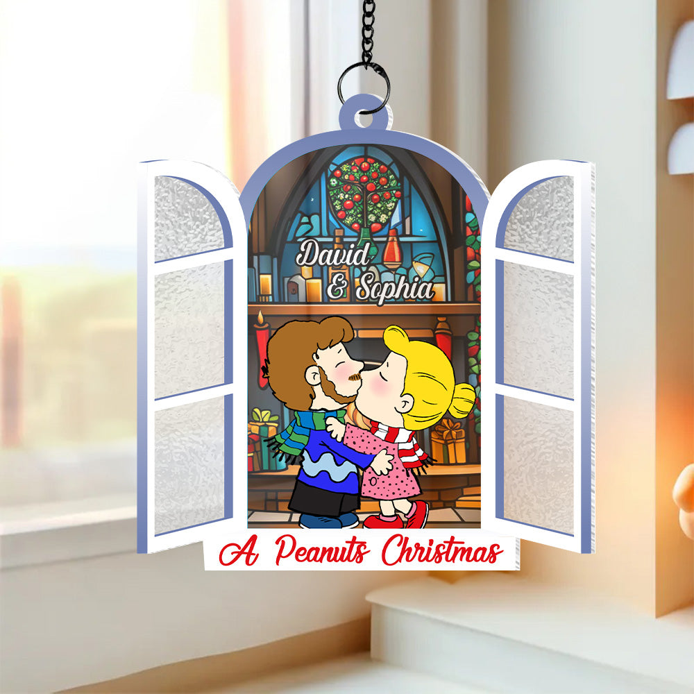 Custom Cartoon Couple Christmas Suncatcher - Perfect Valentine's Day Gifts Ornament PopCulturePrints