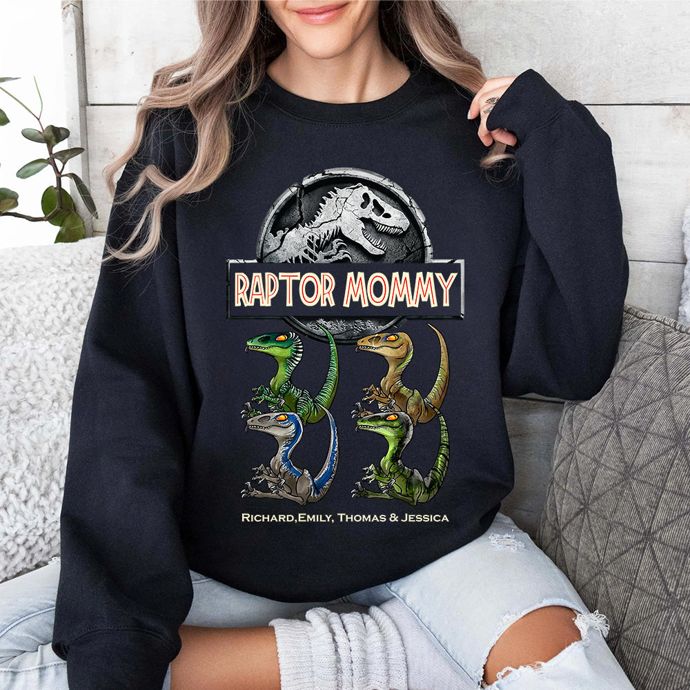 "Raptor Mommy, a unique expression of love" - Personalized Dinosaur Mom Shirt Shirts PopCulturePrints