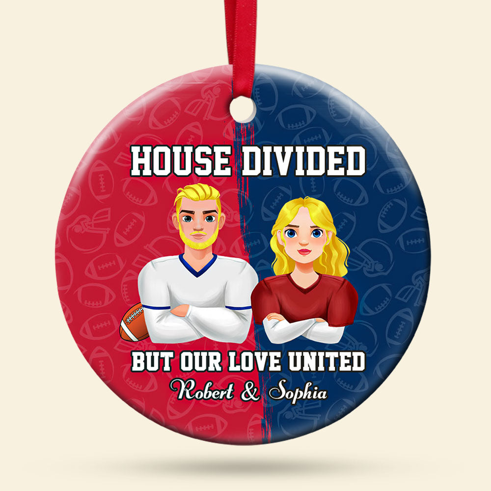 Custom Football Couple Ornament | House Divided | Valentine's Day Gifts Ornament PopCulturePrints