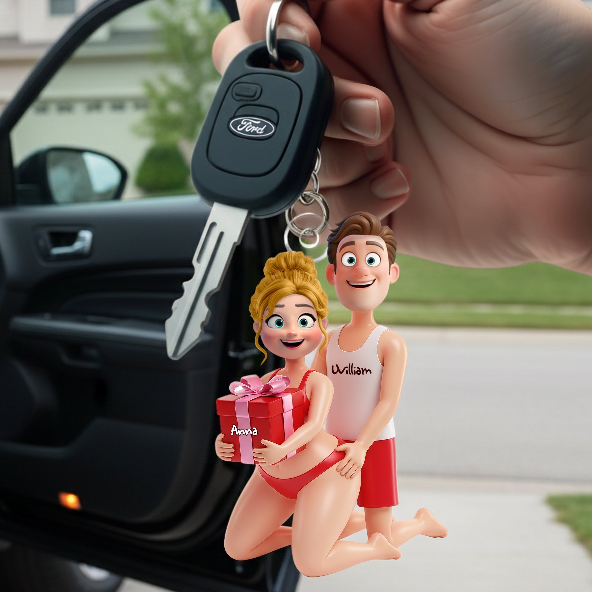 Playful Couple Acrylic Keychain - A personalized gift for relationships Keychains PopCulturePrints
