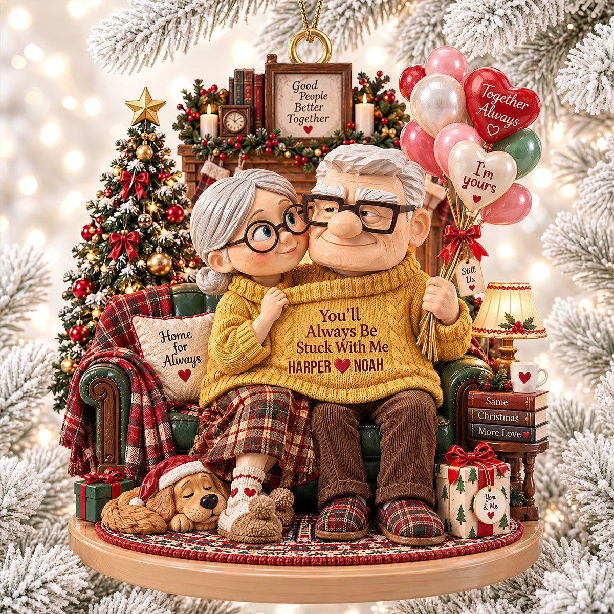 You’ll Always Be Stuck With Me - Forever Bond Couple Ornament | Personalized Gifts for Couples Ornament PopCulturePrints