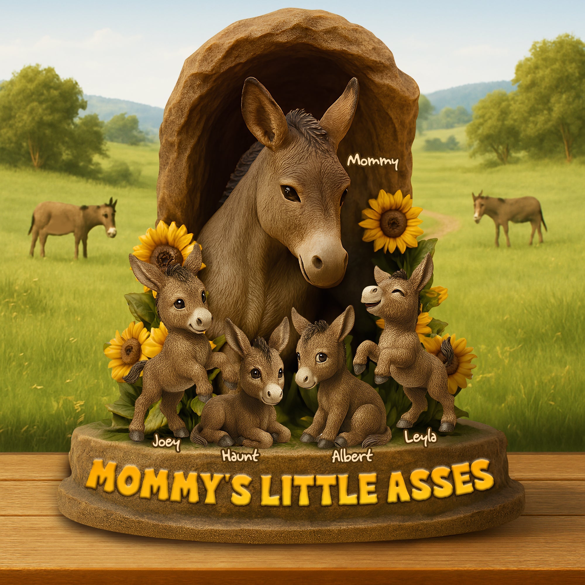 “Mama & Her Little Asses” - Personalized Donkey Acrylic Plaque - Gift for Mom & Grandma Shaped Plaques PopCulturePrints